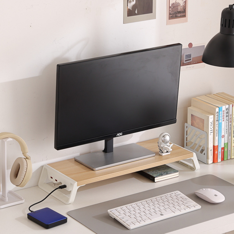 [Slanted Leg USB 2.0 Expansion] Natural Wood Color with White Legs