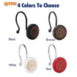 Logo personnalisé prix de gros fleur décoration antirouille résine <span class=keywords><strong>rideau</strong></span> de douche crochet <span class=keywords><strong>pour</strong></span> salle de bain <span class=keywords><strong>barre</strong></span> de douche - Product Image 2