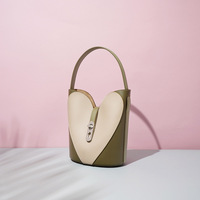 Luxury Heart-Shaped Split Leather Handbag Premium Cowhide Women Shoulder Bag Creative Design <strong>Top</strong>-Handle Purse Chic <strong>Female</strong> Tote