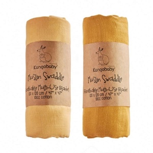 Factory Custom Printed Logo Kraft Paper Sleeve <b>Muslin</b> Swaddle Blankets Packaging <b>Baby</b> - Product Image 4