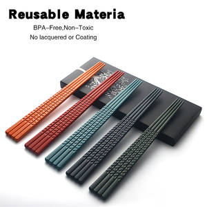 Palillos chinos reutilizables de fibra de vidrio de color rojo,azul y verde, juego de palillos para ramen y sushi personalizados - Product Image 2