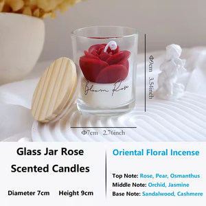 Wholesale Wedding Soy Wax Romantic Rose Scented <b>Candles</b>, Valentine's Day Gifts Glass Scented <b>Candles</b> for Party Home Decoration - Product Image 3