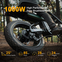 Vélo électrique tout-terrain à pneus larges, batterie lithium amovible 48V, 20 pouces, en stock dans l'entrepôt américain