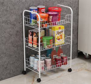 3 टियर मेटल रोलिंग यूटिलिटी कार्ट के लिए 3 टियर मेटल रोलिंग यूटिलिटी कार्ट मल्टी फंक्शनल स्टोरेज कार्ट - Product Image 4