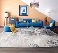 Tapis d'intérieur 6x9 Bohème Champêtre Floral Antidérapant à Poils Courts Lavable en Machine pour Salon Salle à Manger (Bleu Clair Beige)