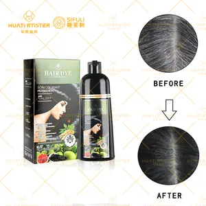 RTS Huati Sifuli OEM Großhandel Eigenmarke kräuterhenna halal dauerhafte Haarfarbe dunkelbraune Haarfarbe Shampoo Haarfarbe