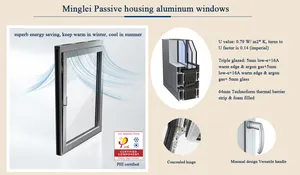 German Standard Aluminum Thermal Window Tilt And Turn Passive House Triple Glazed Windows