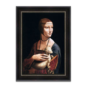 Portrait de femme Renaissance Vintage européenne Peinture à l'huile faite à la main sur toile Style classique inspiré par Da Vinci - Product Image 1