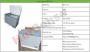 Congélateur coffre blanc BCD316 avec contrôle électronique de la température par LED, compresseur de congélation profonde, idéal pour garage, appartement, maison - Product Image 6