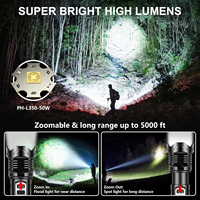 Linterna LED de Largo Alcance, Nueva Pantalla Digital, Luz Potente Recargable, Ultra Brillante, Interruptor Doble, Linterna para Exteriores