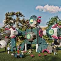 Équipement de terrain de jeu extérieur de luxe, durable et de style robotique pour enfants, destiné aux parcs à thème de grande envergure et aux centres de villégiature mondiaux