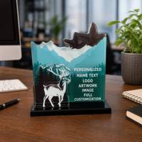 Plaque en cristal personnalisée Neelpure 187018 avec impression UV, motif cerf et oiseau de montagne, pour récompenses et souvenirs d'entreprise