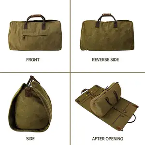 2 in 1 Canvas Leder Rolling Garment Bag Herren anzug Reisetaschen Handgepäck Reisetaschen für Reisen und Geschäfts reisen