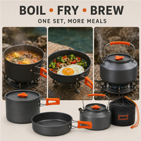 Ensemble de cuisine de camping en aluminium 4 pièces, grand format, pliable et portable, kit de cuisson 3-en-1, vente en gros usine