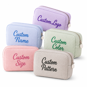 Wholesale Customize <b>Make</b> <b>Up</b> Toiletry Bag Custom Embroidered Logo Canvas Makeup Bag Travel Storage <b>Pouch</b> Cosmetic Bag - Product Image 5