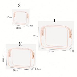 Neceser de Viaje Transparente Impermeable de PVC con Cierre, para Artículos de Aseo, Color Rosa, Tallas S, M, L - Product Image 6