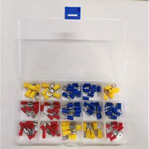 Juego de terminales de presión en frío, 100 piezas, conectores de crimpado, terminales de anillo 10-22AWG, material de PC, estilo europeo - Product Image 1