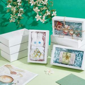 קופסת נייר קראפט עם מכסה שקוף חלון תצוגת חלון אריזת מתנה למחזור קרטון - Product Image 4