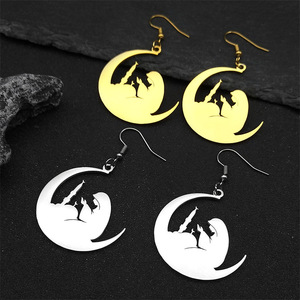 Orecchini <span class=keywords><strong>Luna</strong></span> Yoga da Donna, Gioielli in Acciaio Inossidabile, Collana con Ciondolo <span class=keywords><strong>Luna</strong></span> per Meditazione, Vendita all'Ingrosso - Product Image 3