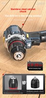 Nouvelle perceuse sans fil professionnelle de qualité industrielle 16,8 V, sans balais, avec mandrin à changement rapide, rechargeable au lithium-ion, de type pistolet