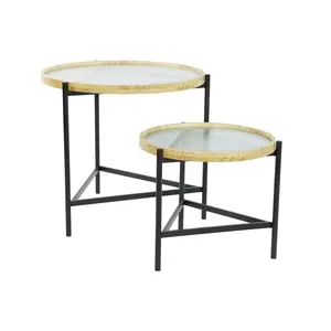 Juego de 2 Mesas Auxiliares de Vidrio y Metal, 62x62x55.5 cm de Alto, 55.5 cm - Product Image 5