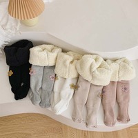 Vente chaude épais chaud chaussettes hiver floue moelleux coton serré couleur unie thermique bébé fille enfants collants