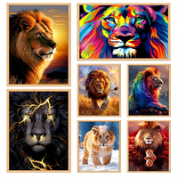 Peinture Diamant Lion Faite à la Main, Ornements Animaux Entièrement Incrustés de Diamants, Décoration DIY pour Salon, Chambre et Bureau