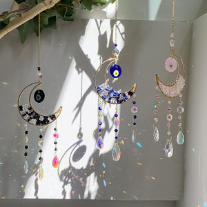 ขายส่งเครื่องรางตาปีศาจคริสตัลธรรมชาติคุณภาพสูง ตัวดักจับแสงอาทิตย์รูปตาปีศาจ งานฝีมือที่ดีที่สุด ตัวดักจับแสงอาทิตย์โรสควอตซ์อะเมโซไนต์ - Product Image 2