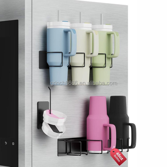 Magnetic Stanley Cup Holder for Refrigerator, Stanley Storage Water Bottle Organizer, Tumbler Lid Organizer for Stanley Cup