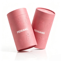 Emballage personnalisé en tube de papier cylindrique, boîte en papier ronde avec logo en relief de fraise pour boisson solide, thé, cosmétique, coffret cadeau