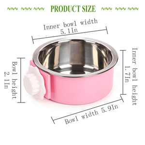 Qbellpet ที่ป้อนอาหารน้ำแบบแขวนได้กรงแบบถอดได้ชามสุนัขพร้อมขาตั้งชามสแตนเลสชามสุนัขชามน้ำ - Product Image 6