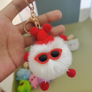 Vente en gros de petits porte-clés boule de charbon mignon dessin animé sacs en peluche <span class=keywords><strong>pompon</strong></span> poupée porte-clés accessoires voiture porte-clés pendentif <span class=keywords><strong>bijoux</strong></span> - Product Image 6