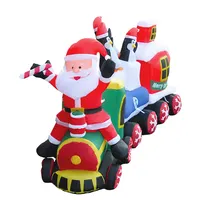 אמזון 2022 מתנפח סנטה חיצוני פטיו חג חגיגת עם אורות חג המולד מתנפח סנטה Peguin ורכבת