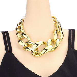 Gold Geometric Chunky Chain <b>Necklace</b> Zinc Alloy Party Fashion <b>Statement</b> Jewelry Single Layer Punk Trend - Product Image 1
