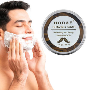 Savon à raser au bois de santal HODAF en gros, marque privée, au beurre de karité et miel, mousse riche, hydratant, pour homme, rasage en profondeur - Product Image 3