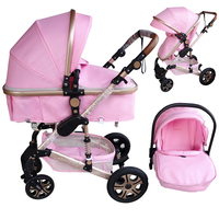 Luxe 3-en-1 pliant haute paysage landaus chariot bébé poussette 4 roues porte-bébé siège auto et poussette ensemble pour voyage