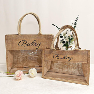 <span class=keywords><strong>Sac</strong></span> Cadeau Personnalisé en <span class=keywords><strong>Jute</strong></span> pour Noël et Fêtes, <span class=keywords><strong>Sac</strong></span> Cabas Écologique en Toile de <span class=keywords><strong>Jute</strong></span> avec Fenêtre PVC Transparente pour Fêtes - Product Image 3