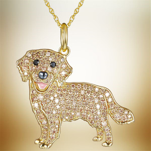 Pedido Mínimo 2 Piezas - Collar con Colgante de Perro <span class=keywords><strong>Golden</strong></span> <span class=keywords><strong>Retriever</strong></span>, Joyería Fina de Aleación de Zinc Ecológica, Diseño de Cachorro de Dibujos Animados, Venta al Por Mayor - Product Image 6