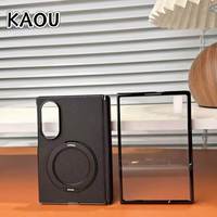 Funda de Teléfono Tipo Cartera KAOU para Samsung Z Fold8, Cuero Artificial, Anillo Magnético, Diseño de Color Puro