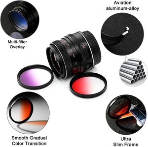 Filtro de Gradación de 52 mm: Revestimiento Multicapa, Efectos de Color Amarillo, Azul y Rojo para Lentes con Filtros de Gradación de Color Profesionales - Product Image 4