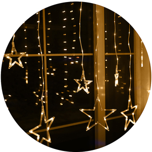 Cadena de luces de cortina de carámbano acrílico personalizable diseño de Luna y estrella de Navidad para decoración de dormitorio interruptor alimentado para vacaciones - Product Image 1