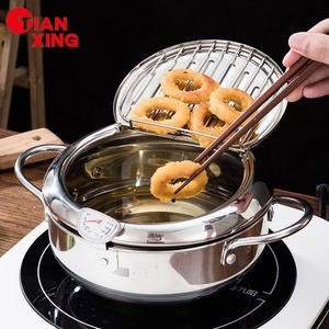 Outils de <span class=keywords><strong>cuisine</strong></span> ménagers multifonctionnels Friteuse à huile en acier inoxydable Poêle à frites avec thermomètre - Product Image 1