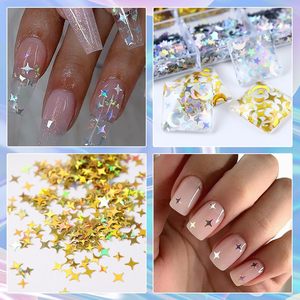Paillettes holographiques multicolores en forme d'étoile à quatre branches pour ongles, flocons scintillants, kit de décoration DIY pour résine époxy, corps et cheveux, échantillon gratuit - Product Image 4