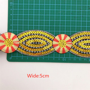 Pita Renda Payet Baru Bordir Bunga Afrika, Pita Hiasan untuk Disetrika pada Kain, DIY Pakaian, 10 Warna, Lebar 5cm - Product Image 2
