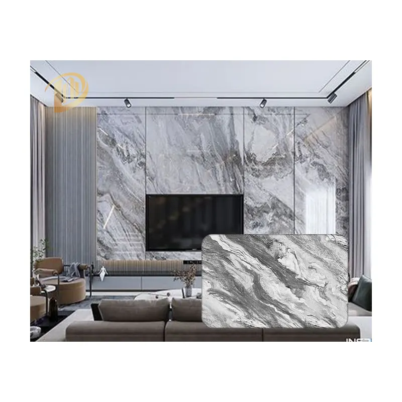Bathroom PVC Wall Panel For Interior Decoration Pvc Marble Sheet Black With Gold Line Uv Board