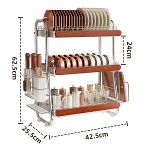 Égouttoir à vaisselle autoportant en acier inoxydable avec égouttoir intégré, style rétro, pour évier de cuisine, comptoir et accessoires de meuble - Product Image 6