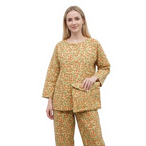 Conjunto de Pijama para Mujer con Estampado Floral y Animal, Cintura Elástica, Manga Larga, 100% Algodón, Ropa de Dormir Casual para Primavera, Largo Completo - Product Image 1