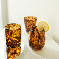 Juego de Cubitera y Vasos de Vidrio con Textura de Burbujas Ámbar Vintage, Artículos de Bebida Hechos a Mano para el Hogar, Bar, Hotel, Mesa, Fiestas
