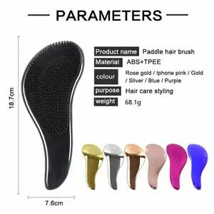 Electroplated Chrome Gold Professional Magic Brush Hair Care Styling Customized Detangling Hair Brush Detangler Brush