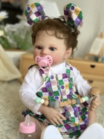 Poupées Reborn en Silicone de 18 Pouces, Bébé Réaliste, Modèle de Mode Blythe, Jouet Doux avec Vêtements en Peluche Intégrale, Matériau Vinyle, pour Filles